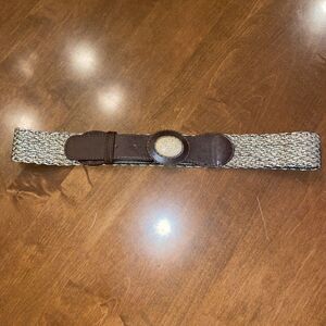 Maurices Brown Stretch Mesh Faux Leather With Stone Buckle Size Small‎